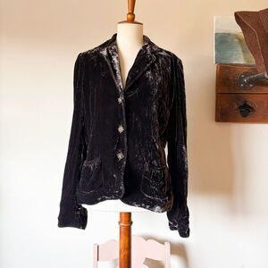 T Tahari Crushed Velvet Silk Blazer Medium